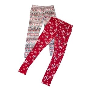 2 Christmas Holiday Leggings SZ XL